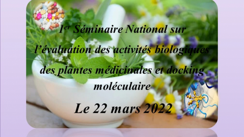 1er Séminaire National sur l’évaluation des activités biologiques des plantes médicinales et docking moléculaire le 22 mars 2022